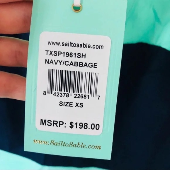 Sail‎ to Sable Dress Women’s Size Medium Green Navy Striped Shift Sleeveless - Picture 10 of 11